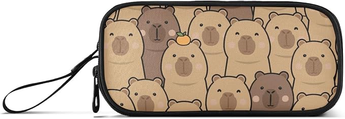 Cute Capybara with Orange Pencil Case Box Boys Girls Large Pencil Pouch Zipper - Image 6