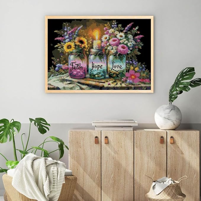 MYBISYMQQ Faith, Love Cross Stitch Kits, Stamped Cross Stitch Kit - Image 4