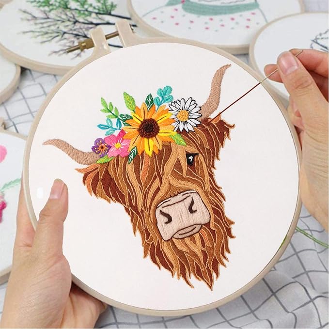 Louise Maelys Highland Cow Floral Embroidery Kit - Image 4