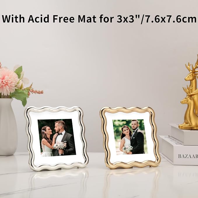 High-End Gold 4x4'' Square Zinc Alloy Picture Frames, - Image 4