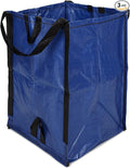 DURASACK Heavy Duty Home and Yard Bags 48-Gallon Reusable Self-Standing Lawn and Leaf Bags Garbage Can with Reinforced Handles, Blue, 3 Pack