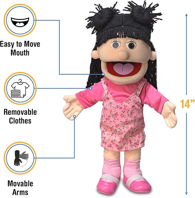 14" Susie, Peach Girl, Hand Puppet - Image 3
