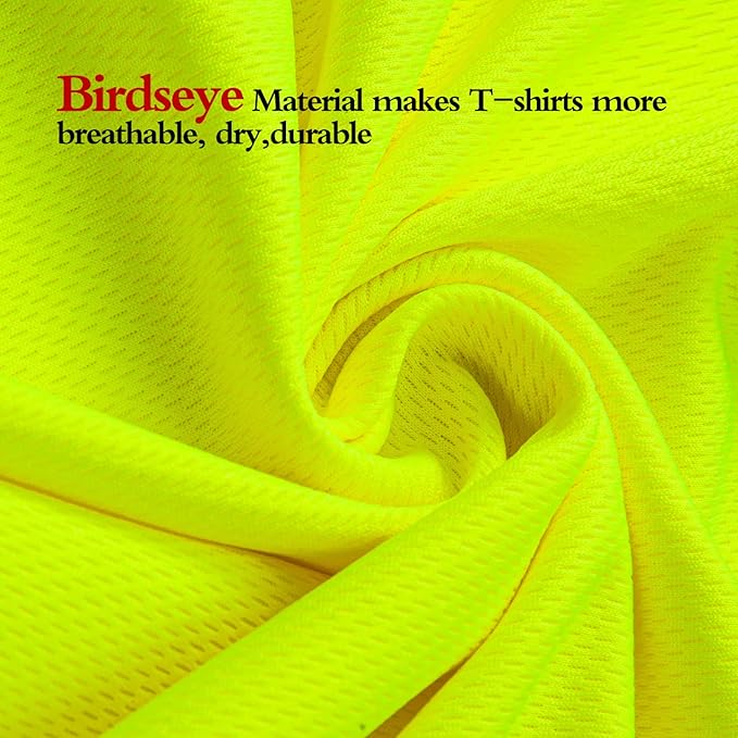 High Visibility Shirts Quick Dry Safety T Shirts with Reflective Strips and Pocket Short Sleeve Mesh Hi Vis Construction Work Class 2 Shirt for Men/Women Lime,3XL
