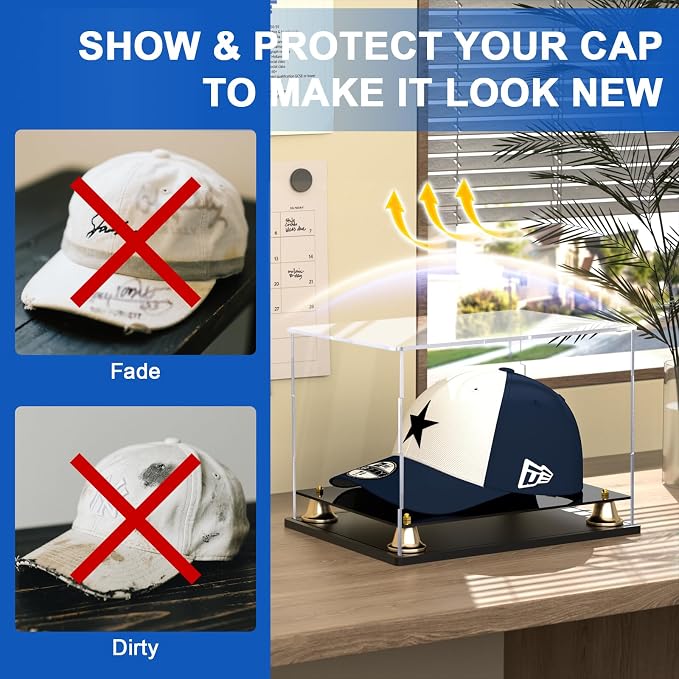 Hat Display Case Clear Acrylic Hat Display Box Assemble Baseball Cap Holder - Image 6