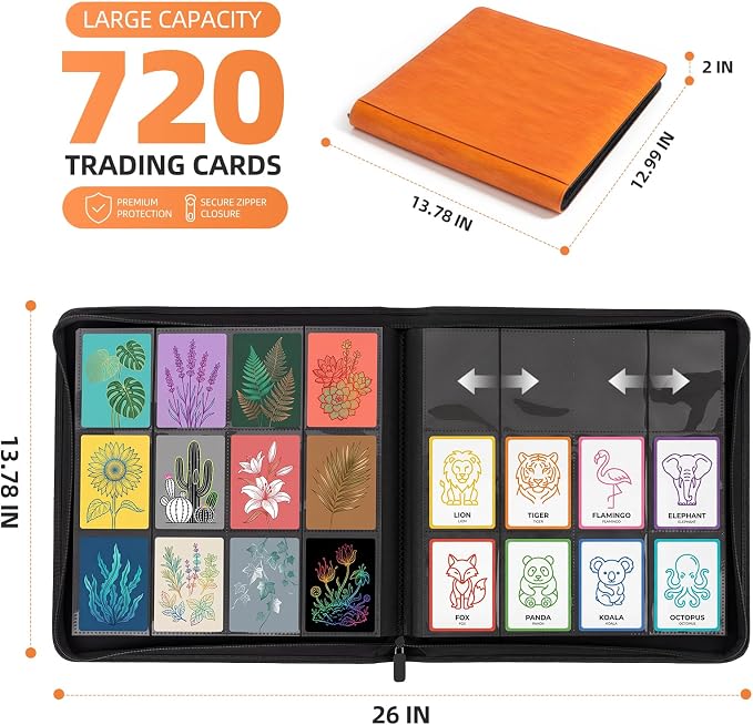 Card Binder 12 Pocket, Premium 720 Double Sided Pocket Collection Binder - Image 3