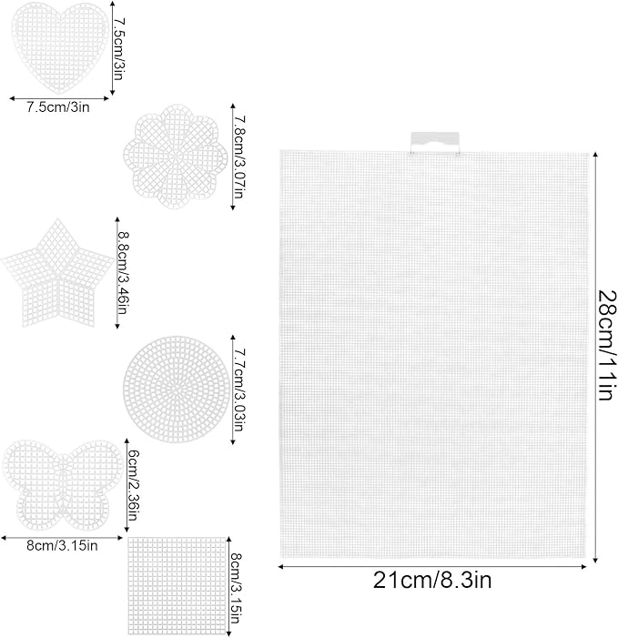 12pcs Plastic Mesh Canvas Sheets, 14 CT Multiple Shapes Plastic Mesh Screen - Image 2