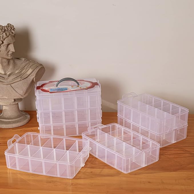 Sooyee 7 Layers Stackable Storage Container, 70 Adjustable Compartments - Image 3