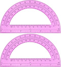 EBOOT Plastic Protractor Math Protractors 180 Degrees, 6 Inch, Pack of 2 (Pink)