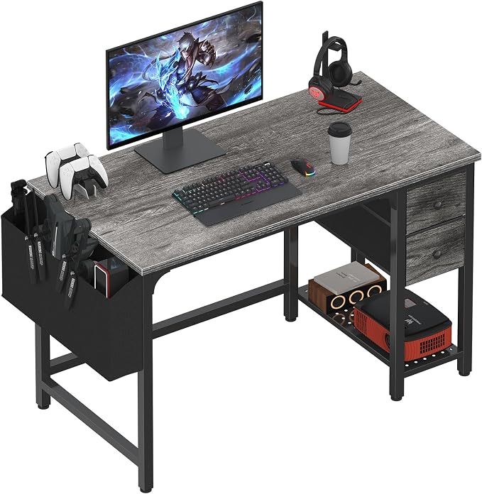 Lufeiya Computer Desk with Fabric Drawers, 40 Inch Gaming Desk by LUFEIYA