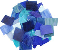 Lanyani Blue Mixed Stained Glass Scrap Pieces Sheets, Glass Mosaic Tiles by LanyaniArtGlassMosaics