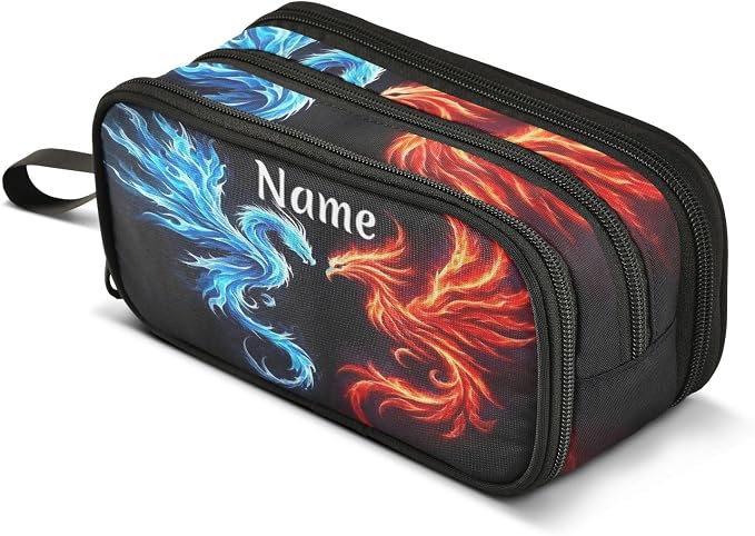 Custom Dragon Phoenix Pencil Case Box Boys Girls Personalized Name Large Pencil by BOENLE-WELCOMEYOURCOMING