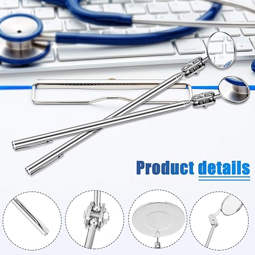 3 Pieces Telescoping Inspection Mirror Inspection Tool for Check the Condition of Vehicle, Observe the Eyelashes, Mouth and Other Small Parts(Round,3 Kinds of Size)