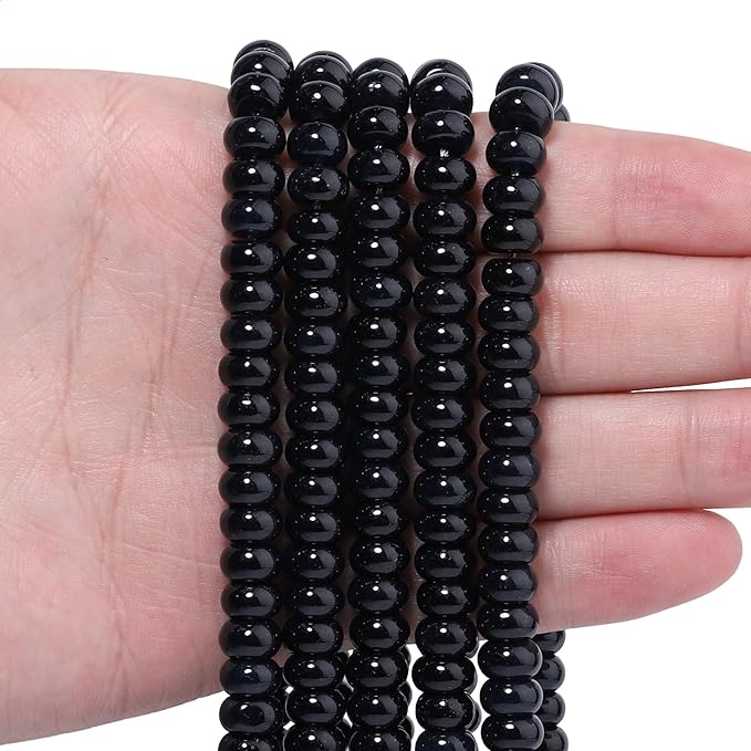 Songxi 5x8mm Natural Smooth Dark Green Stone Rondelle Beads, Gemstone by SongXi
