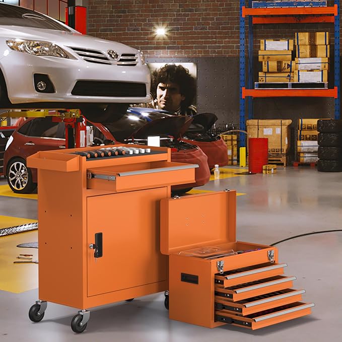 5-Drawer High Capacity Rolling Tool Chest, Removable Toolbox on Wheels Organizers, Lockable Tool Box Tool Storage Cabine with Drawers and Wheels for Workshop and Warehouse