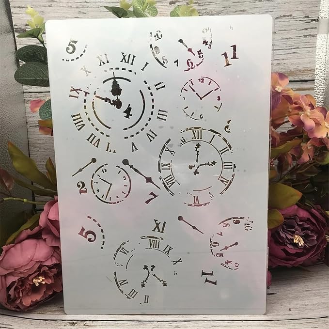 TIAMECH A4 Reusable Vintage Clock Dial Stencil - Image 4