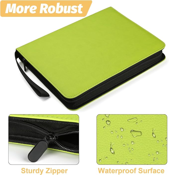 GERMUN 3 Ring 9 Pocket Zipper Card Binder, 720 Double Sided Standard PU Trading - Image 4