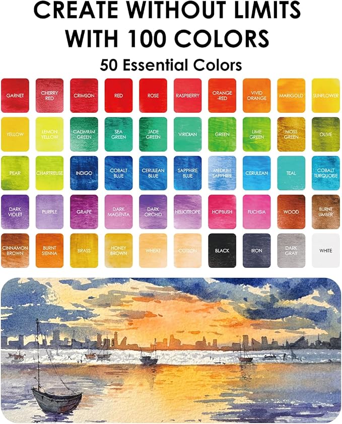 Grabie 100 Colors Premium All-In-One Watercolor Paint Set - Image 6