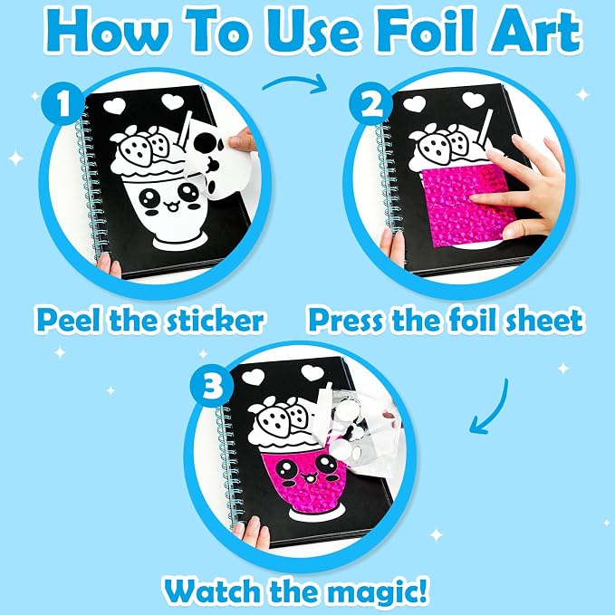 FUNNYB&G Foil Art Craft Kit for Kids 4-10 Years Old: Mess-Free & No-Glue - Image 4