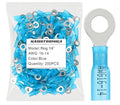 haisstronica 200pcs 1/4" Blue Marine Grade Heat Shrink Ring Connectors,16-14 Gauge Tinned Red Copper 0.7mm Ring Terminals Connectors,Brazed-Seam Insulated Electrical Crimp Wire Terminals