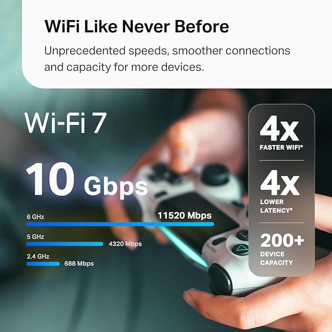 TP-Link Deco BE63 Tri-Band WiFi 7 BE10000 Whole Home Mesh System- 6-Stream 10 Gbps, 4X 2.5G Ports Wired Backhaul, 4X Smart Internal Antennas, VPN, MU-MIMO, HomeShield, Free Expert Support (1-Pack)