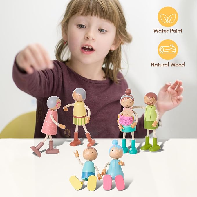 Giant bean Wooden Family Dolls Set of 7 - Image 5