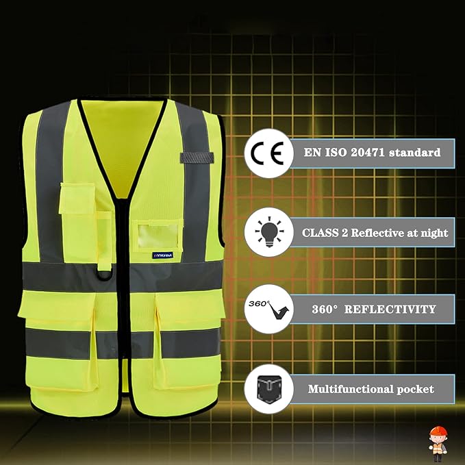A-SAFETY 5 Pack High Visibility reflective Vest for men(XXXL)