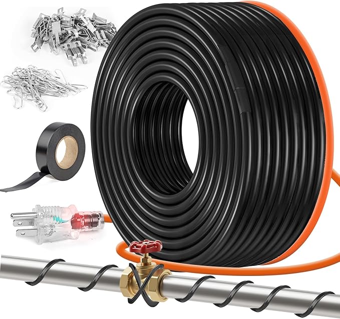 5W/FT 120V Pipe Heat Tape 140FT (3FT-200FT) - Freeze Protection Heating Cable for Metal/Plastic Water Pipes, Maintains Flow at -40°F