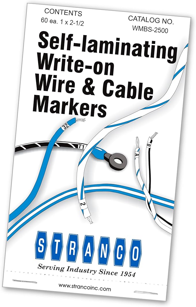 Premium Wire Marker Book for Cable Management, Vinyl-Coated, High-Tack Adhesive, Electric Panel Wire Label Stickers - 10 Pages, 1 Book, Blank Self-Laminating Write on Labels (Pack of 5)