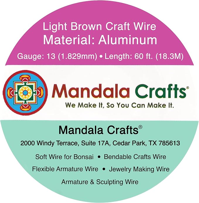 Mandala Crafts 13 Gauge Light Brown Anodized Aluminum Craft Wire, 60 FT | - Image 3