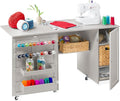 Best Choice Products Large Folding Sewing Table, Caster Wheels, Storage Shelves by Unknown