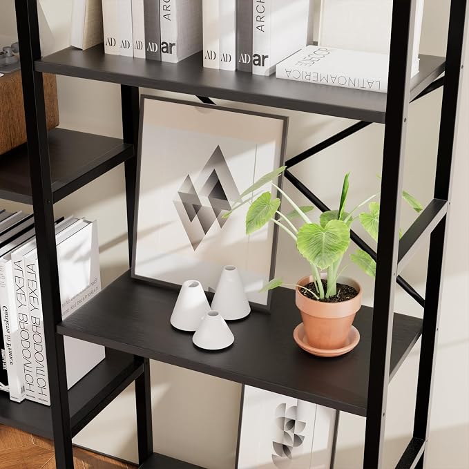 GRUSIGN Triple 4 Tier Book Shelf, Modern Bookcase Shelf, Freestanding Large - Image 6