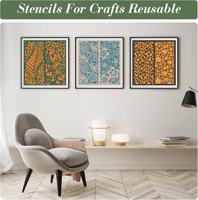 Geometric Texture Stencils for Crafts Reusable 18Pcs Stencils | DIY Art - Image 2