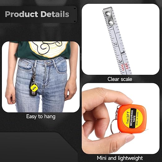 80 PCS Mini Tape Measure Keychains, 3 Ft Measuring Range Small Retractable Measuring Tape Key Chains, Pocket Portable Measurement Tape Bulk in 4 Colors for Favors Birthday Gift Daily