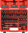 1/4" Drive Impact Socket Set 90 Piece, Metric Socket (4-15mm) and Standard SAE Size (5/32-9/16 inch), with 72-Teeth Ratchet, Screwdriver Bit Set, Mechanics Tool Kit for Home Use and Automotive Repair