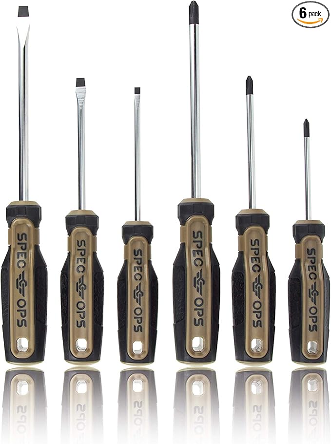Spec Ops SPEC-S Tools 6-Piece Screwdriver Set, Phillips & Slotted, Magnetic Tip, 3% Donated To Veterans