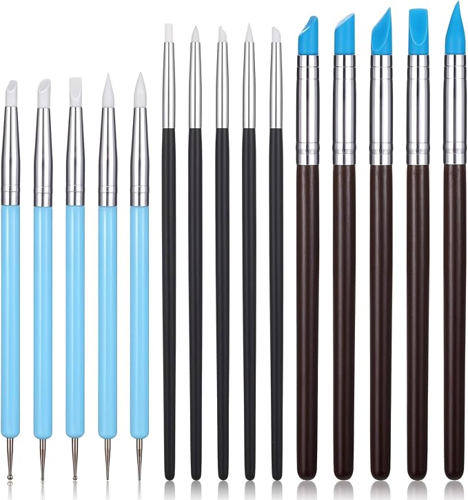 15PCS Silicone Clay Sculpting Tool, Pottery Tools Modeling Dotting Tool Resin by Unknown