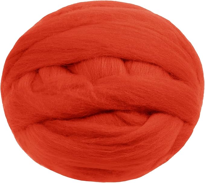 JeogYong Needle Felting Wool, 7.05oz Wool Roving Chunky Wool Yarn, Dark Orange by JeogYong