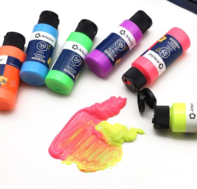 Artecho Glow in the Dark Acrylic Paint Set – 6 Colors x 60ml, Non-Toxic - Image 4