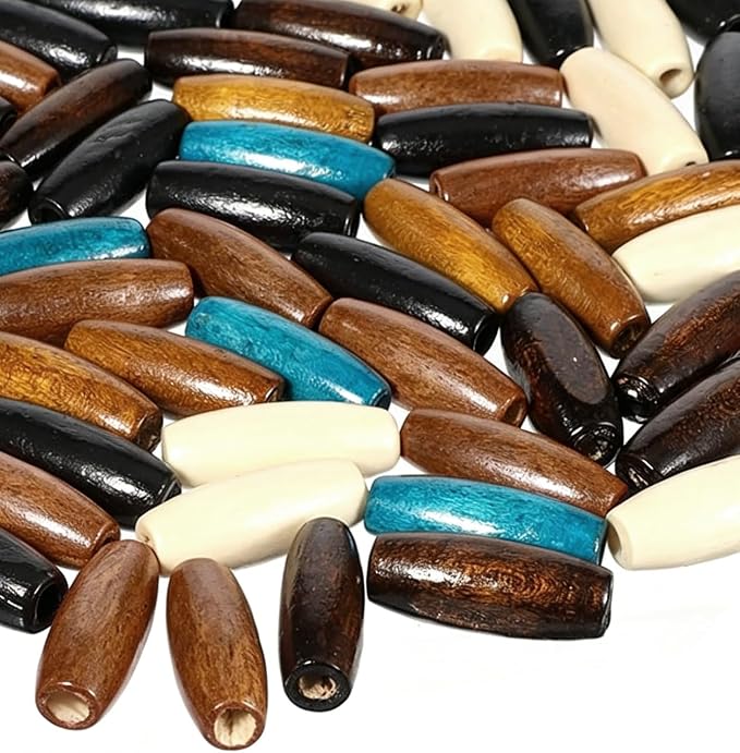 400Pcs Large Hole Wood Beads, BetterJonny Assorted Color Wooden Beads Hair - Image 5