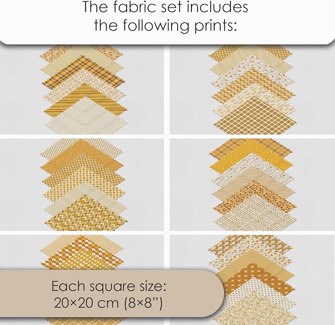 Cotton Satin Patchwork Fabric Panel – 35 Designs, 20×20 cm Squares, Single - Image 7