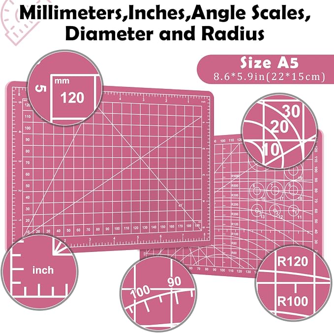 Sewing Cutting Mat 8in x 6in, Small Self Healing Cutting Board A5 Rotary - Image 2