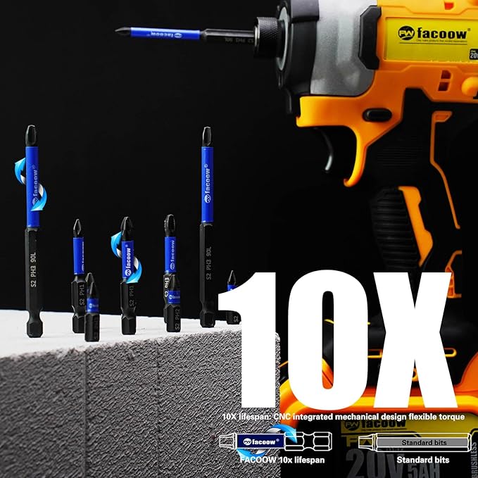 20 Pack Phillips Impact Driver Bits, #2 Phillips Head Magnetic Screwdriver Bits Set, 1 Inch S2 Alloy Steel Impact Bit, 1/4" Hex Shank Screwdriver Drill Bits, CNC Machined Ph2 Impact Drill Bits