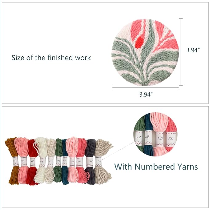 Punch Needle Coasters kit, 6-piece Flower Pattern Set - Image 3