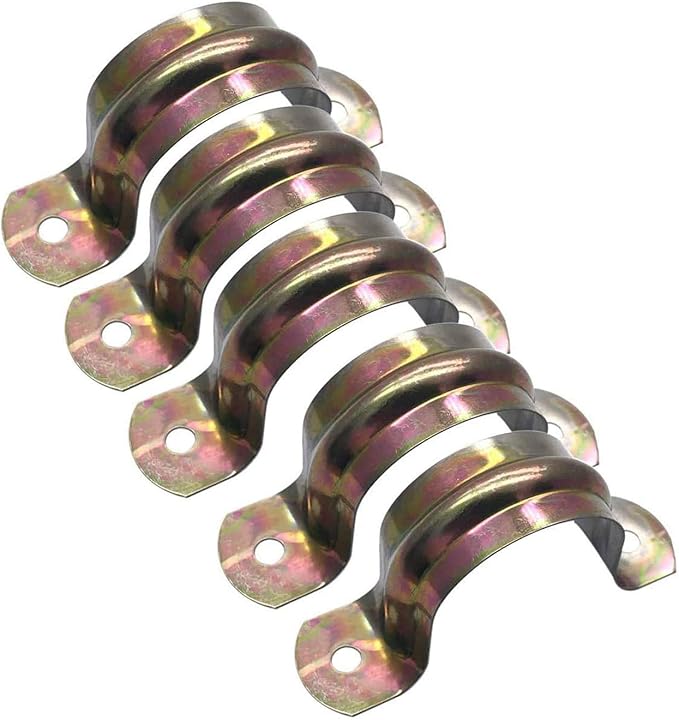 10 Pcs 2.5inch Rigid Pipe Strap,Two Hole Strap U Bracket Iron, Widened Tube Strap Tension Clip Assortment Kit Heavy Duty Pipe Clamp（75mm）