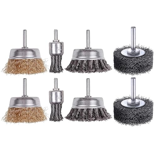 Rocaris 8 Pcs Wire Wheels Brush, 3 Inch Knotted and Plated Crimped 2 Inch Wheel Brush and 1 Inch Carbon Wire End Brush, Cup Wire Wheels Brush Set Perfect for Removal of Rust/Corrosion/Paint