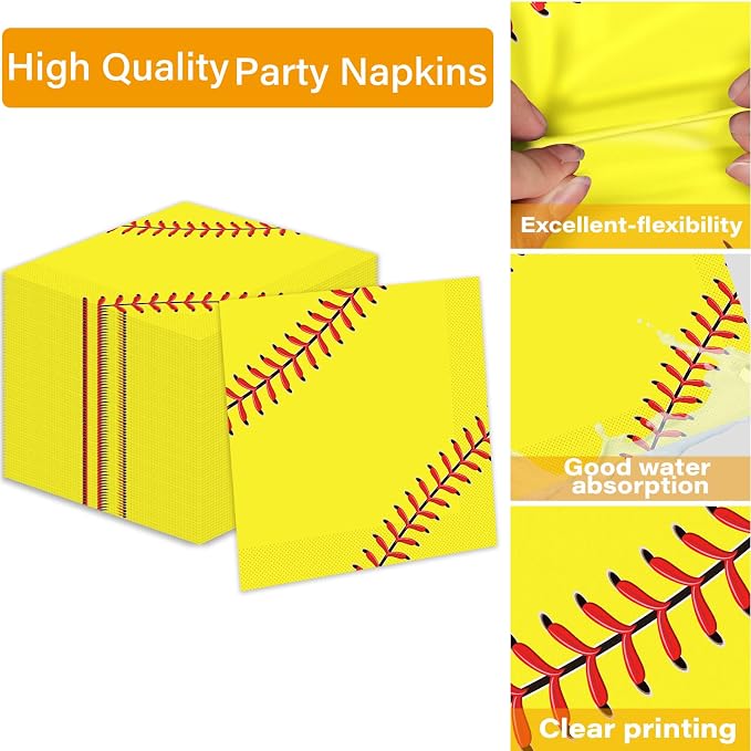50 Guests Softball Plates and Napkins Party Supplies Softball Party Decorations - Image 3