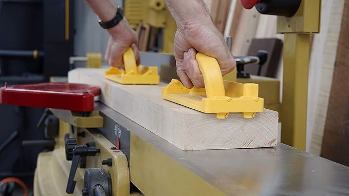 MICROJIG - GRR-RIP BLOCK Smart Push Block for Router Table, Jointer, Band Saws, and Table Saws, Includes 4 Auto-Drop Smart Heels, Extreme Grip, GB-1, Yellow/Green