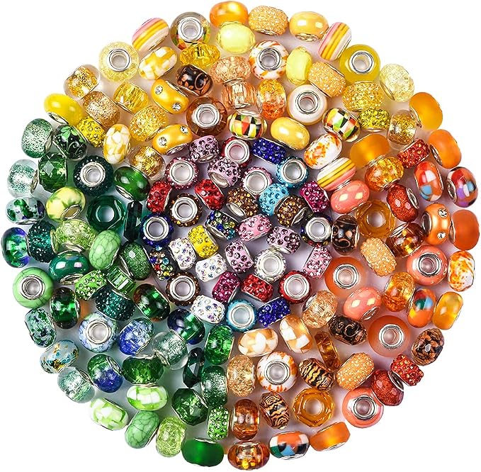 Aipridy Assortment European Large Hole Beads Spacer Beads Rhinestone Craft Beads by AIPRIDY