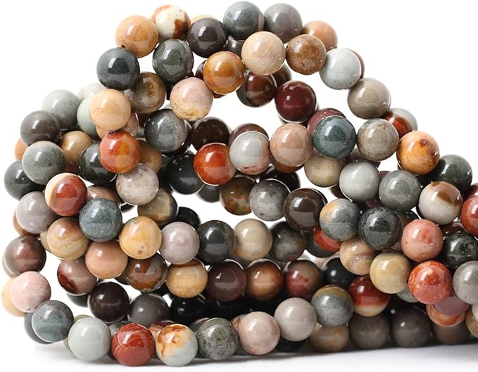 45PCS 8mm Natural USA Picture Stone Gemstone Round Loose Beads by CHEAVIAN
