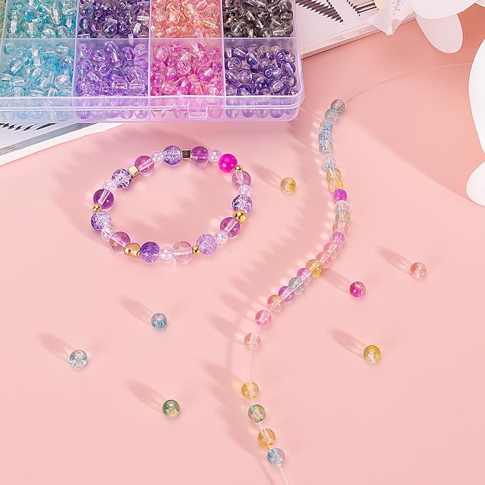 XSEINO 24 Colors 1200PCS Transparent Gradient Glass Beads Kit 6mm DIY Craft - Image 5